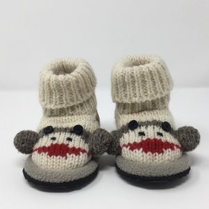 KnitWits Sock Monkey Baby Slippers 6-12 Months